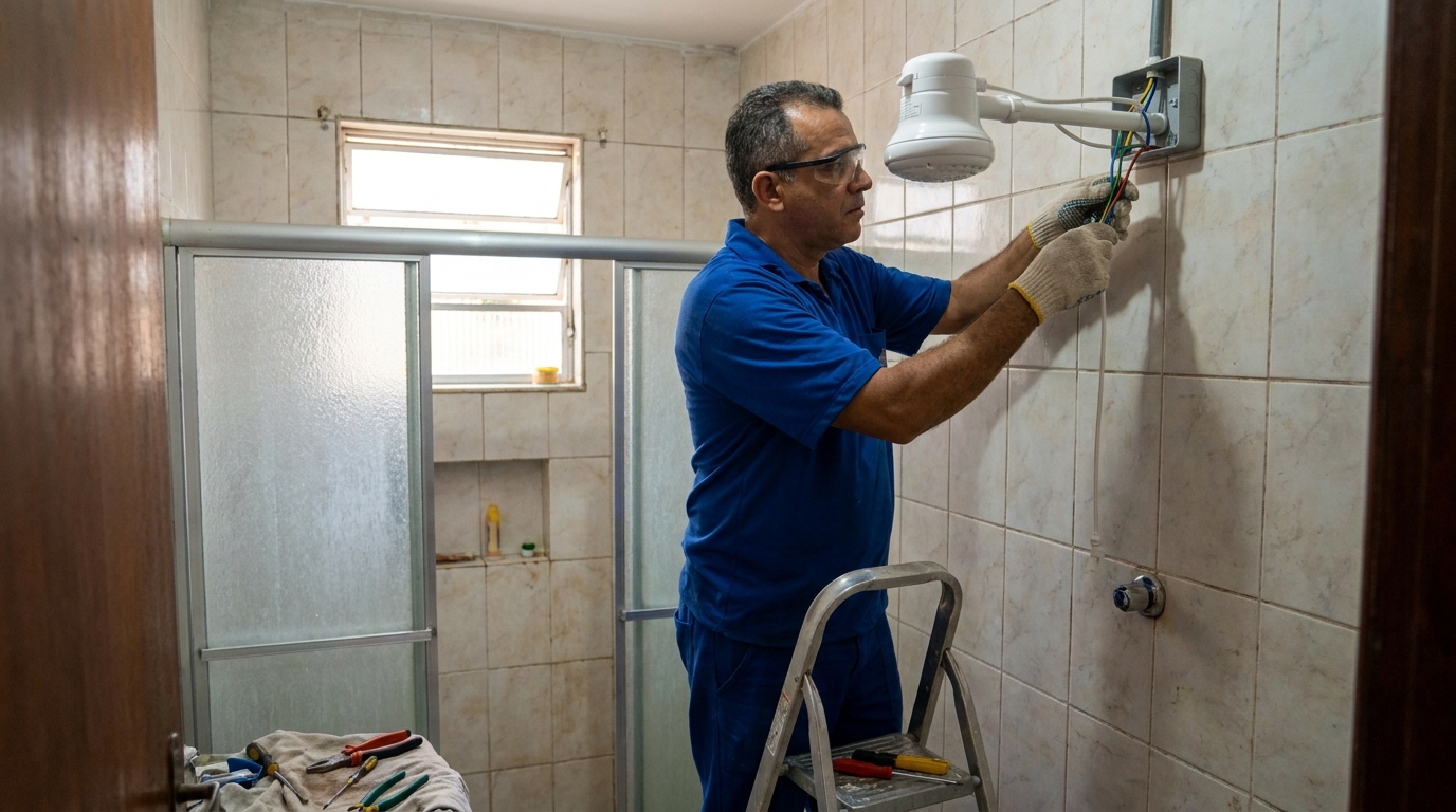 Substituição de Chuveiro Antigo em Harmonia, Canoas‑RS